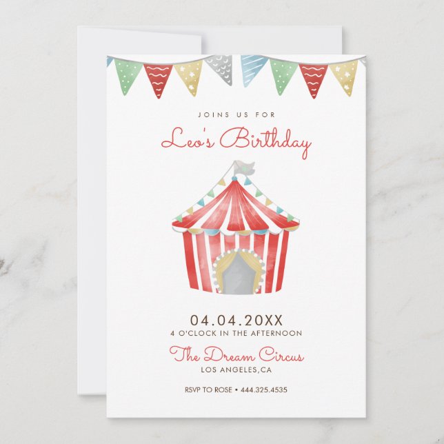 Vintage Circus Birthday Party Invitation (Front)