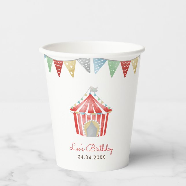 Vintage Circus Birthday Party  Paper Cups (Front)