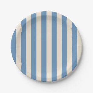 Vintage Circus Blue & Cream Stripes Retro Carniv Paper Plate
