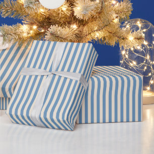 Vintage Circus Blue & Cream Stripes Retro Carniv Wrapping Paper