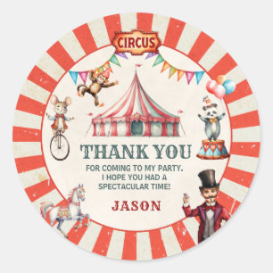 Vintage Circus Carnival Birthday  Classic Round Sticker