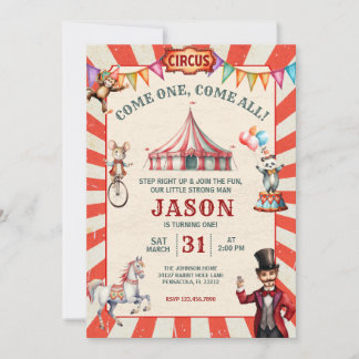 Vintage Circus Carnival Birthday Invitation