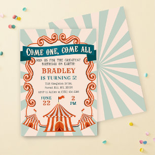 Vintage Circus Carnival Birthday Invitation