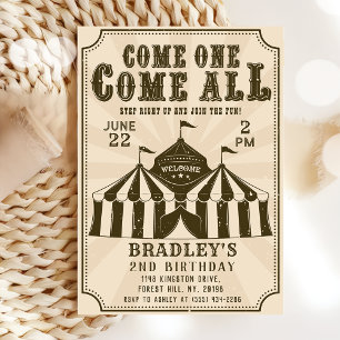 Vintage Circus Carnival Birthday Invitation