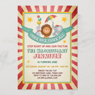 Vintage Circus carnival birthday invitation