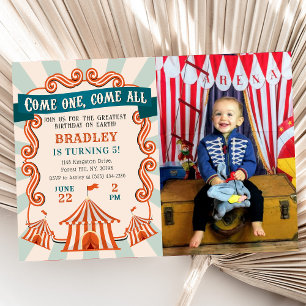 Vintage Circus Carnival Birthday Photo Invitation