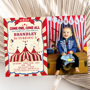 Vintage Circus Carnival Birthday Photo Invitation