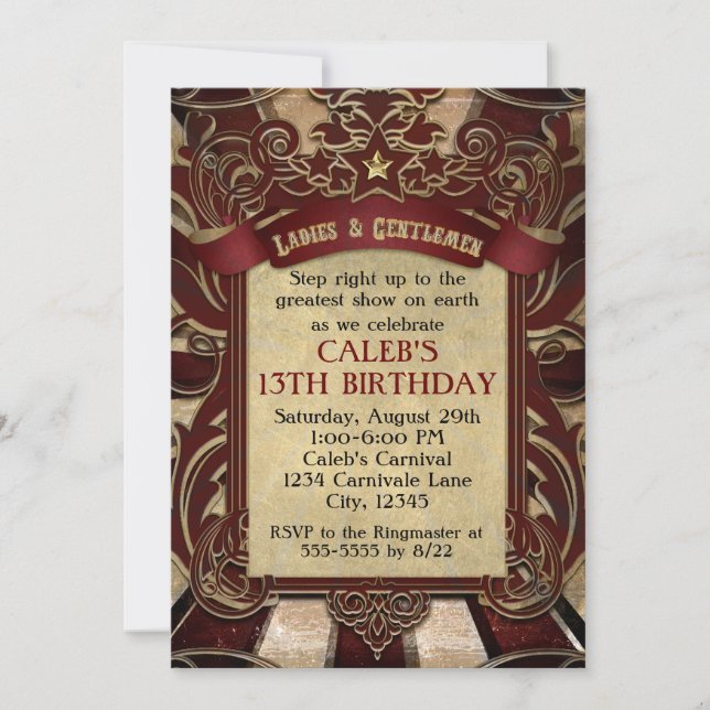 Vintage Circus Carnival Elegant Wedding Invitation (Front)
