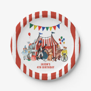 Vintage Circus Carnival Festival Show Kid Birthday Paper Plate