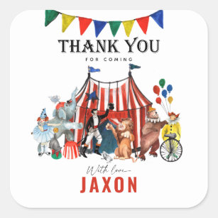 Vintage Circus Carnival Festival Show Thank You Square Sticker