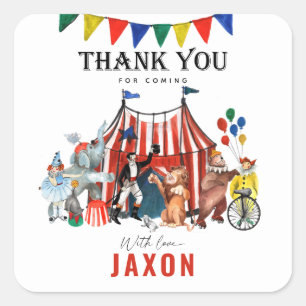Vintage Circus Carnival Festival Show Thank You Square Sticker