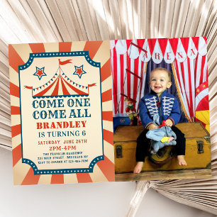 Vintage Circus Carnival Party Birthday Photo Invitation