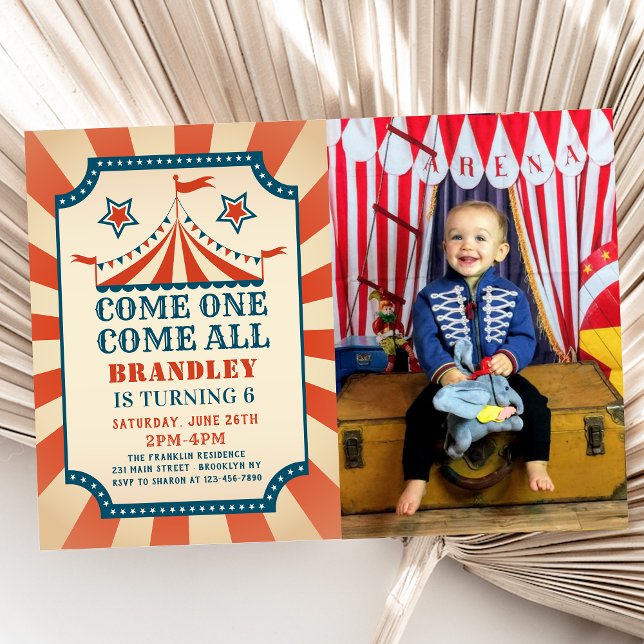Vintage Circus Carnival Party Birthday Photo Invitation (Creator Uploaded)