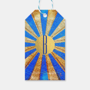 Vintage Circus Carnival Royal Blue Gold Foil Party Gift Tags