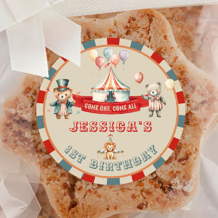 Vintage Circus Carnival Show Birthday Classic Round Sticker