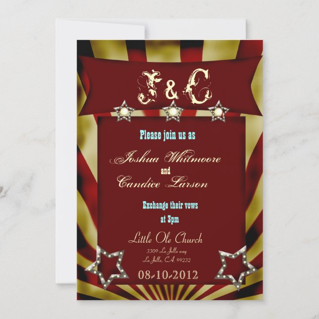 vintage circus carnival wedding invitation 3 (Front)
