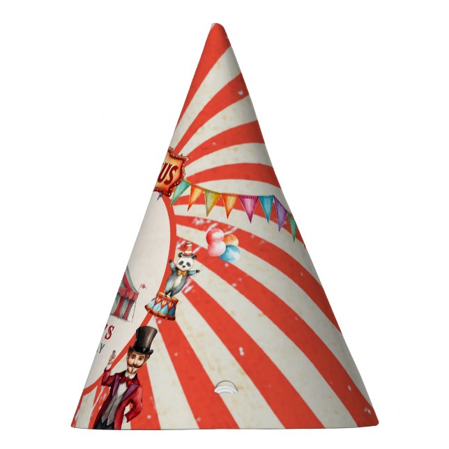 Vintage Circus Carnivsl Birthday Party Hat (Right)