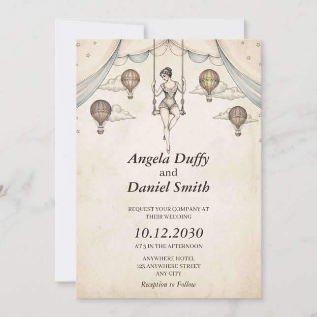 Vintage Circus Celestial Acrobat Invitation (Front)
