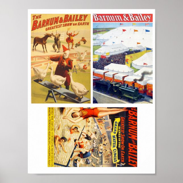 Vintage Circus Clown, Acrobat Animals art collage  Poster (Front)