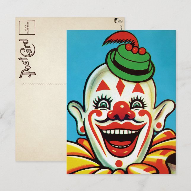 Vintage Circus Clown Art Postcard (Front/Back)