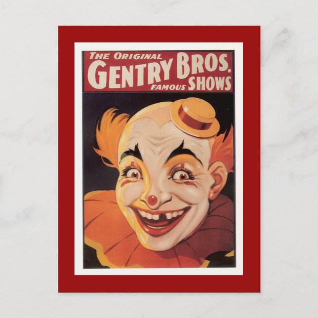 Vintage Circus Clown Postcard (Front)