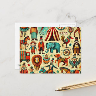 Vintage Circus Collage Postcard