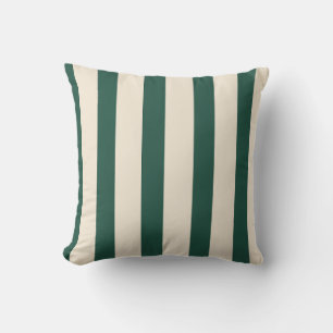 Vintage Circus Dark Green & Cream Vertical Stripes Cushion
