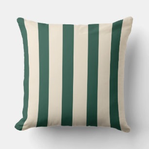 Vintage Circus Dark Green & Cream Vertical Stripes Cushion