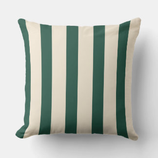 Vintage Circus Dark Green & Cream Vertical Stripes Cushion