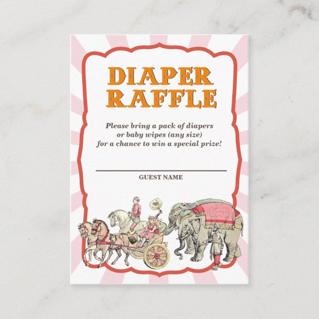 Vintage Circus Diaper Raffle Tickets Enclosure Card (Front)