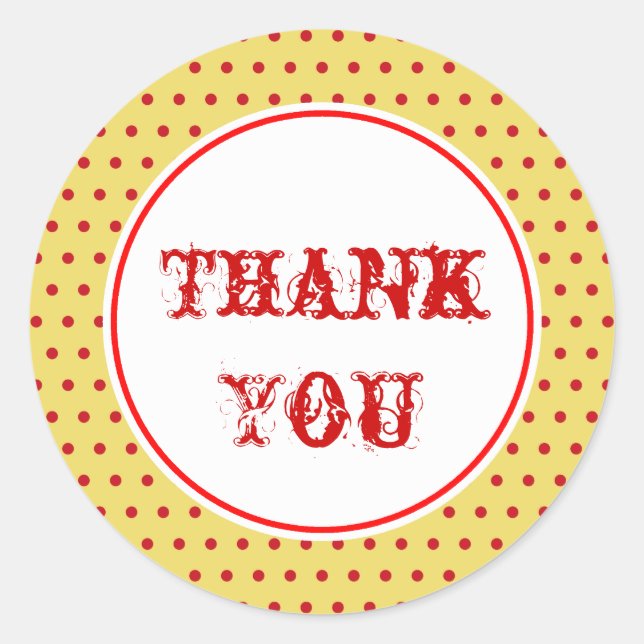 Vintage Circus Dots Thank You Stickers (Front)