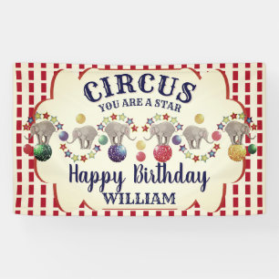 Vintage Circus Elephant Birthday Banner
