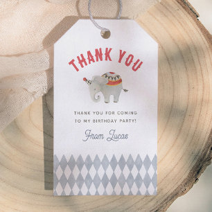Vintage Circus Elephant Boy Birthday Thank You Gift Tags