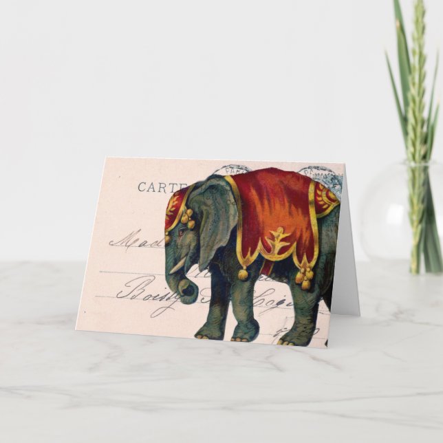 Vintage Circus Elephant Card (Front)