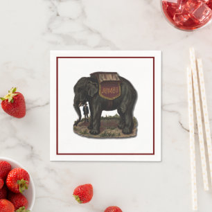 Vintage Circus Elephant Jumbo Retro Card Cutout Napkin