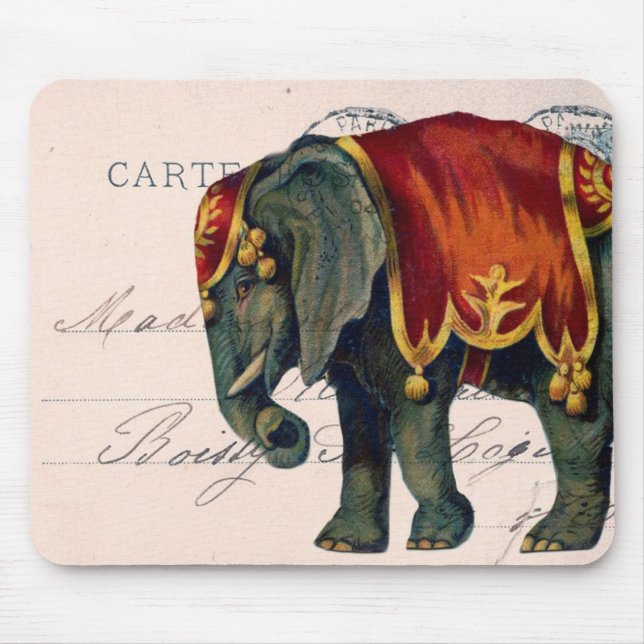 Vintage Circus Elephant Mouse Mat (Front)