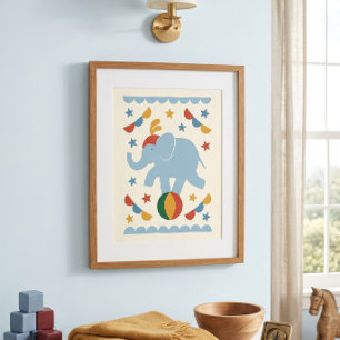Vintage Circus Elephant Nursery Print