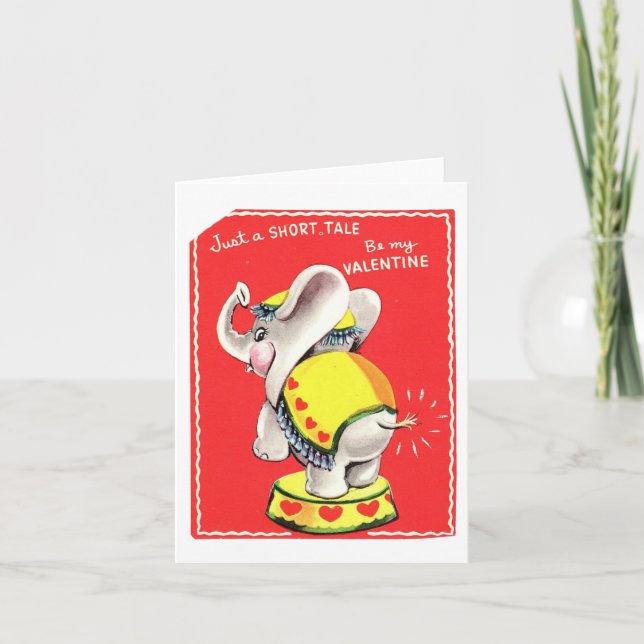 Vintage Circus Elephant Valentine Card (Front)