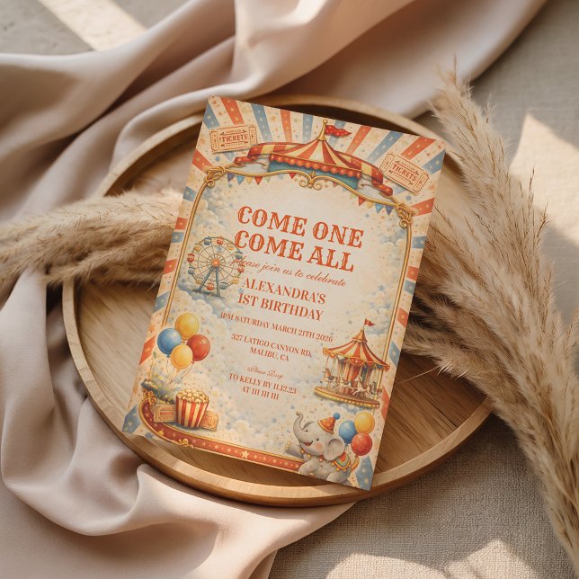Vintage Circus Fairytale Birthday Invitation (Creator Uploaded)