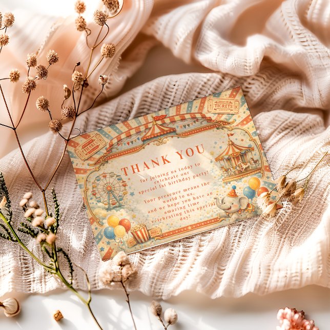 Vintage Circus Fairytale Birthday Thank You Card (Creator Uploaded)
