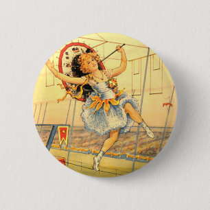Vintage Circus Girl Button