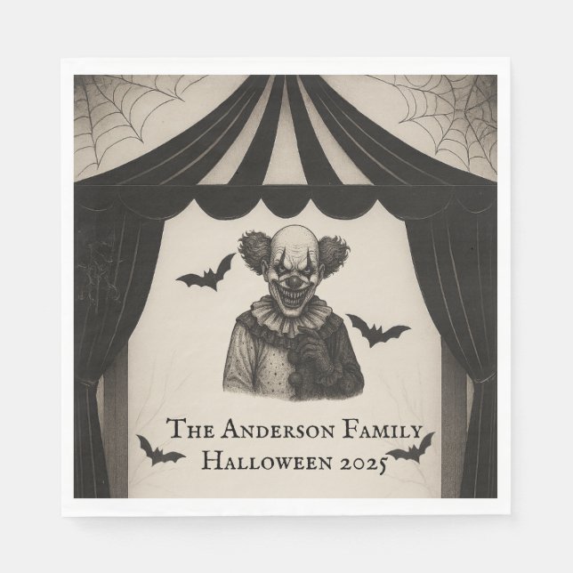 Vintage Circus | Haunted Carnival Theme Halloween  Napkin (Front)