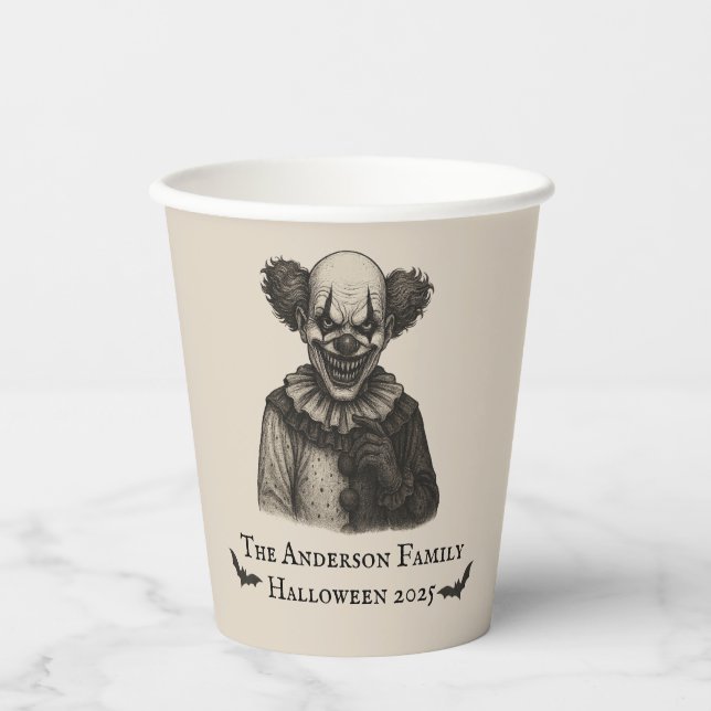 Vintage Circus | Haunted Carnival Theme Halloween  Paper Cups (Front)
