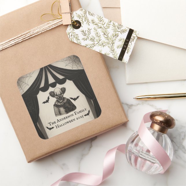 Vintage Circus | Haunted Carnival Theme Halloween  Square Sticker (Gifting)