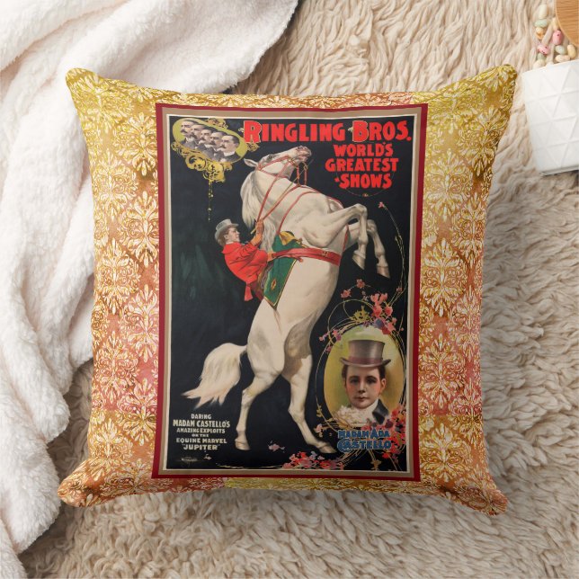 Vintage Circus Horse Act Poster Cushion (Blanket)