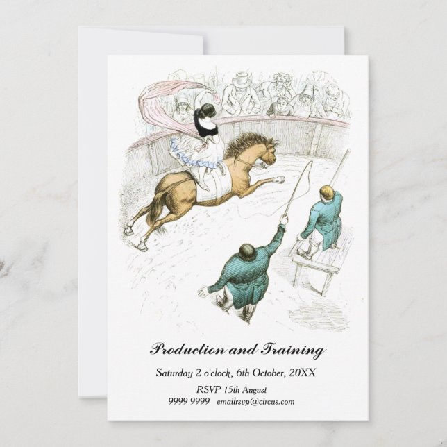 Vintage Circus Horse Ringmaster French Illustrated Invitation (Front)