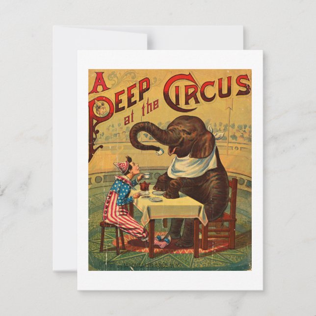 Vintage Circus Illustration Art Old Antique Card (Front)