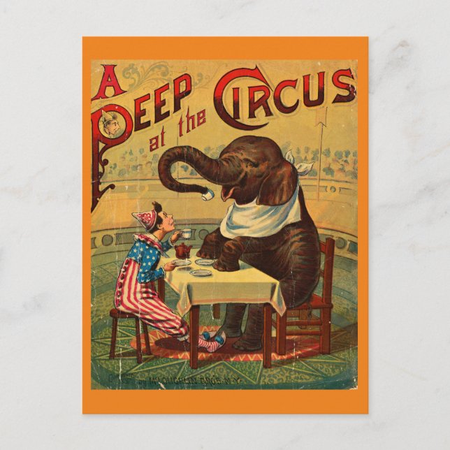 Vintage Circus Illustration Art Old Antique Postcard (Front)