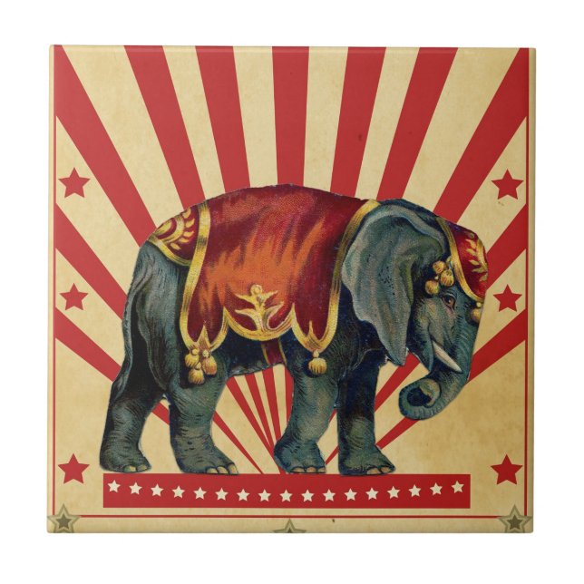 Vintage Circus Illustration Art Old Antique Tile (Front)