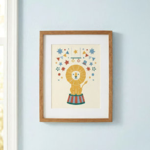 Vintage Circus Lion Nursery Art Print
